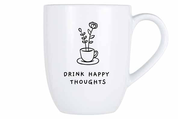 Mok 53 cl "Drink happy thoughts"