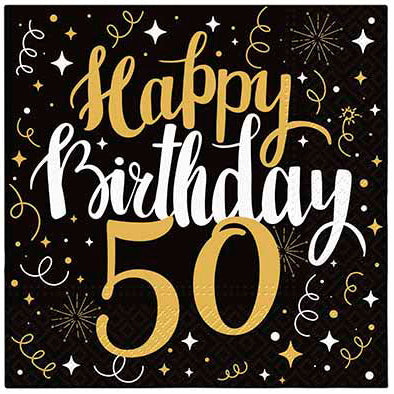 Servet goud Happy Birthday