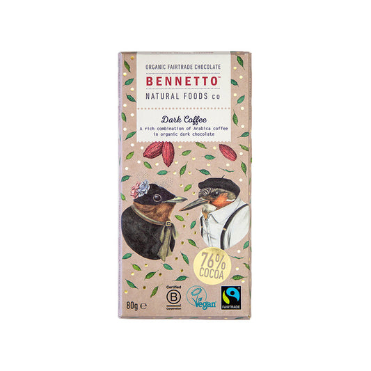 BENNETTO - Dark Coffee 76% - Vegan - 80 gram