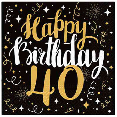 Servet goud Happy Birthday