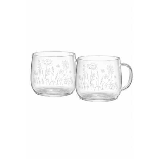 BUNZLAU CASTLE - Set van 2 Theeglazen - 400 ml - Wild Flowers