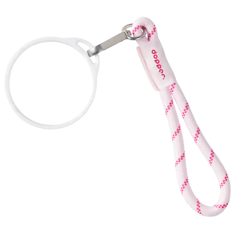 Wrist Cord - White Mug Ring - Cherry Pink