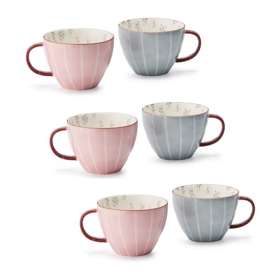 Mok 0,3 L "Line" - set 6 stuks - 2 kleuren