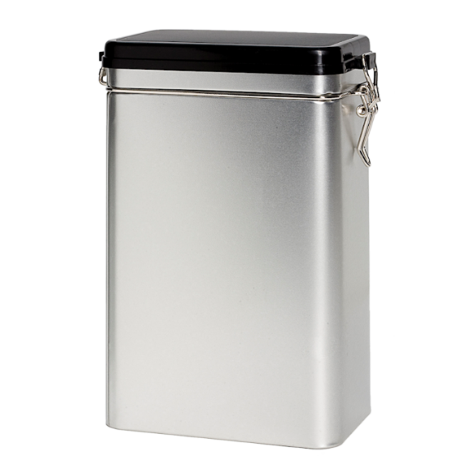 Koffieblik - Zilver met Zwarte deksel - Inhoud 500 gr