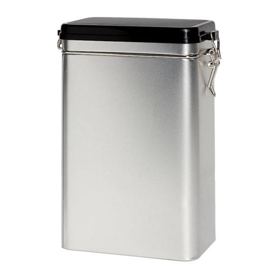 Koffieblik - Zilver met Zwarte deksel - Inhoud 500 gr